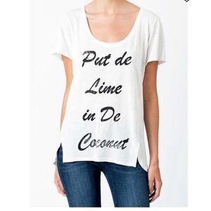 SOL ANGELES put the lime in the coconut short sleeve split white T-shirt L
